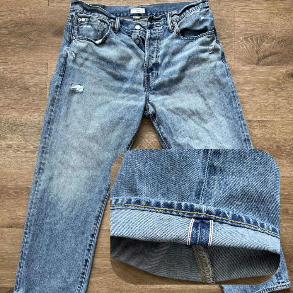 American Eagle AE77 Jeans Loose Selvedged Button Fly Light Men's 34x30